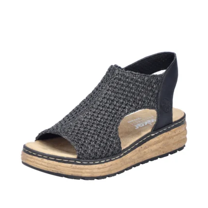 Rieker 62783-00 Wedge Sandals-Black